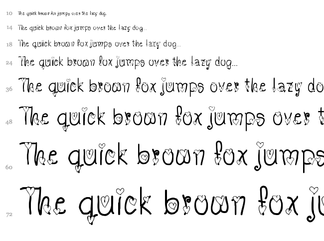 TX Love font waterfall