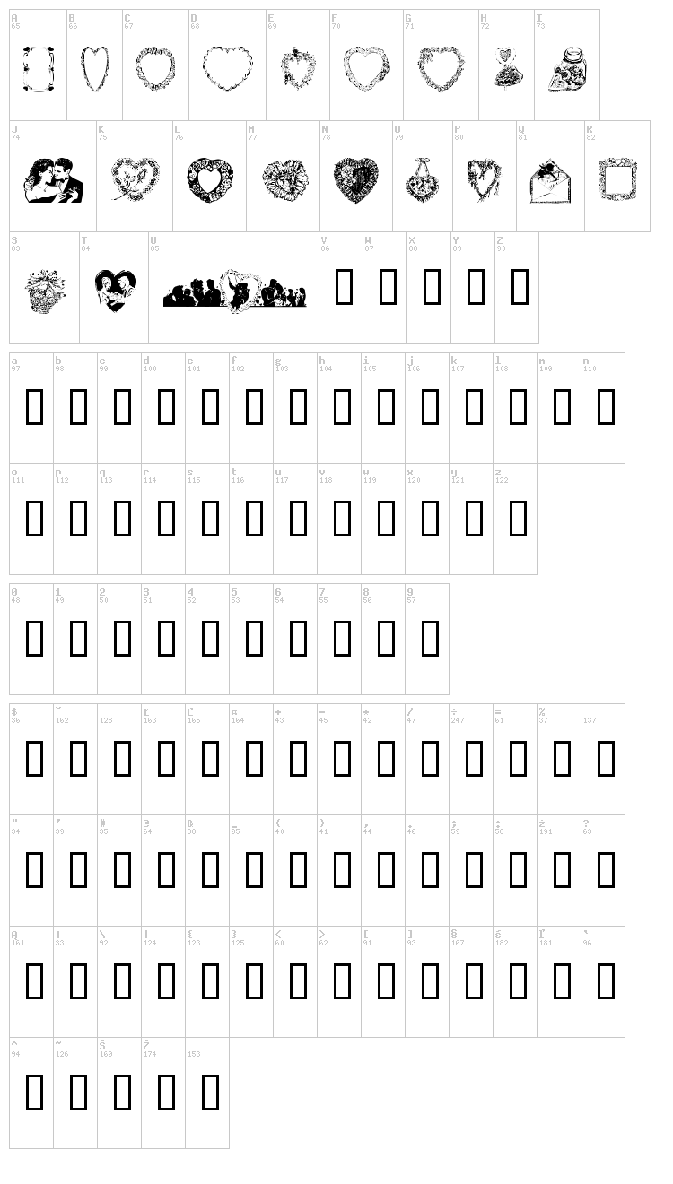 Valentine Day font map