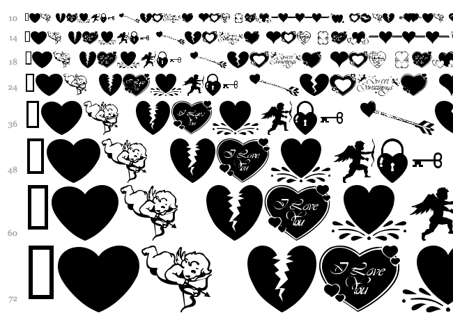 WM Valentine font waterfall