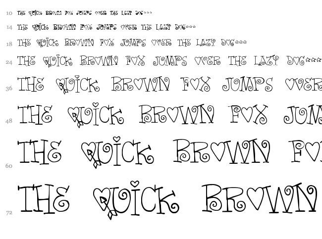 Words of Love font waterfall