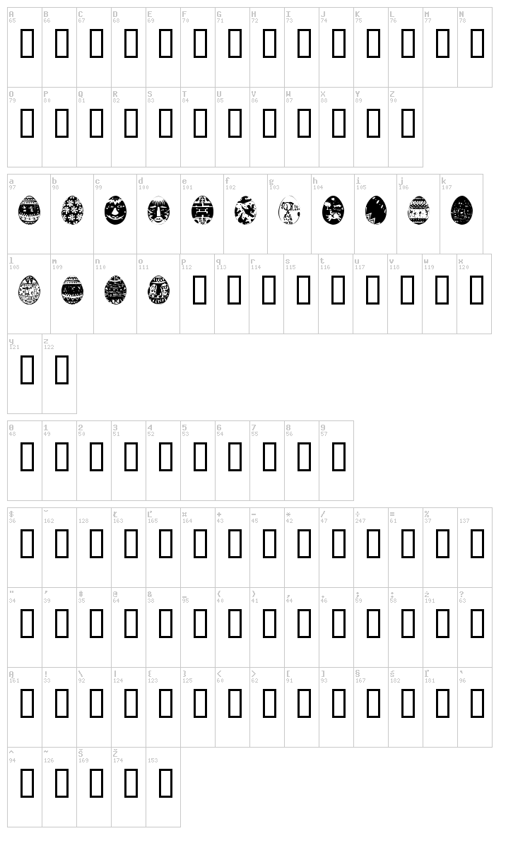 African Eggs font map