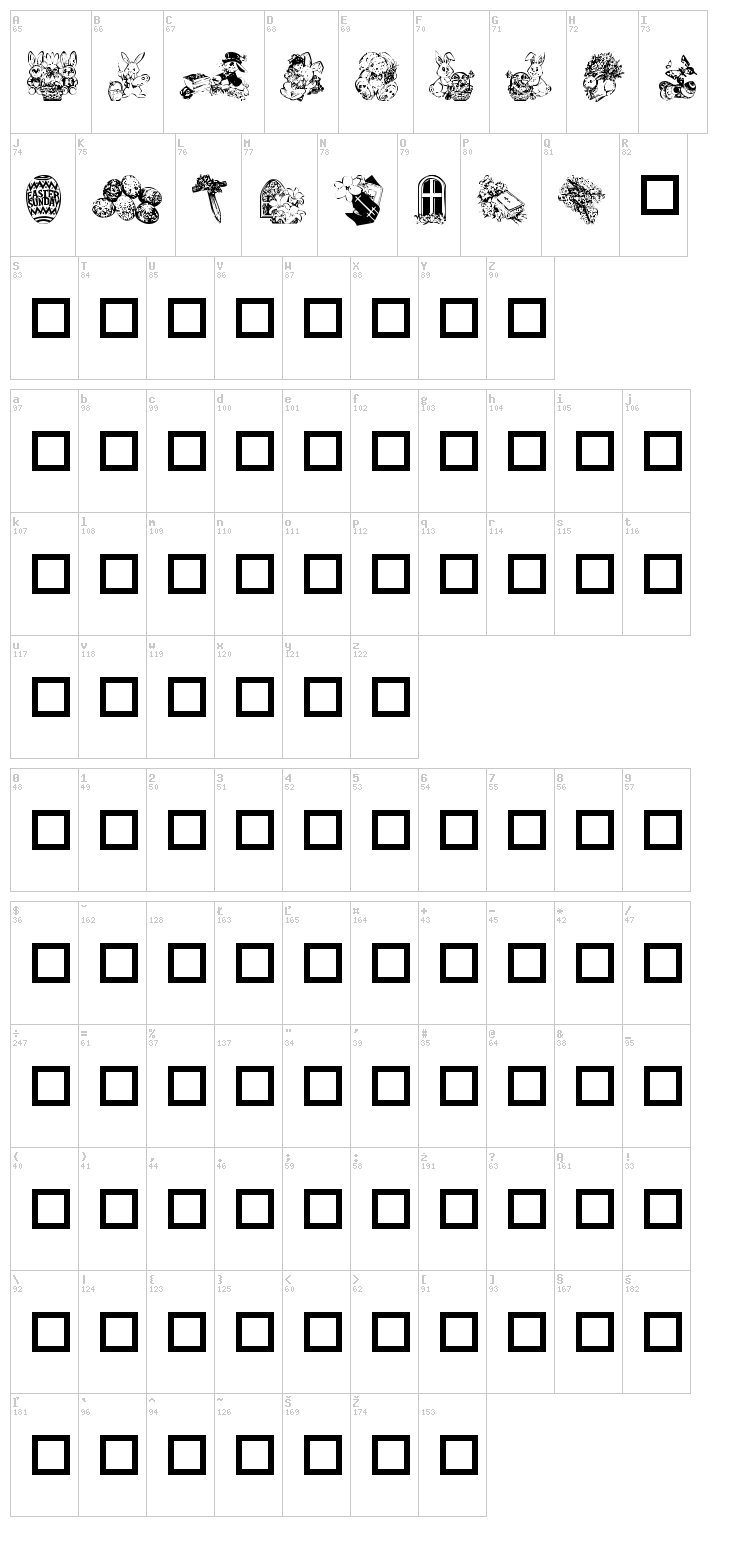 Destiny's Easter Dings font map