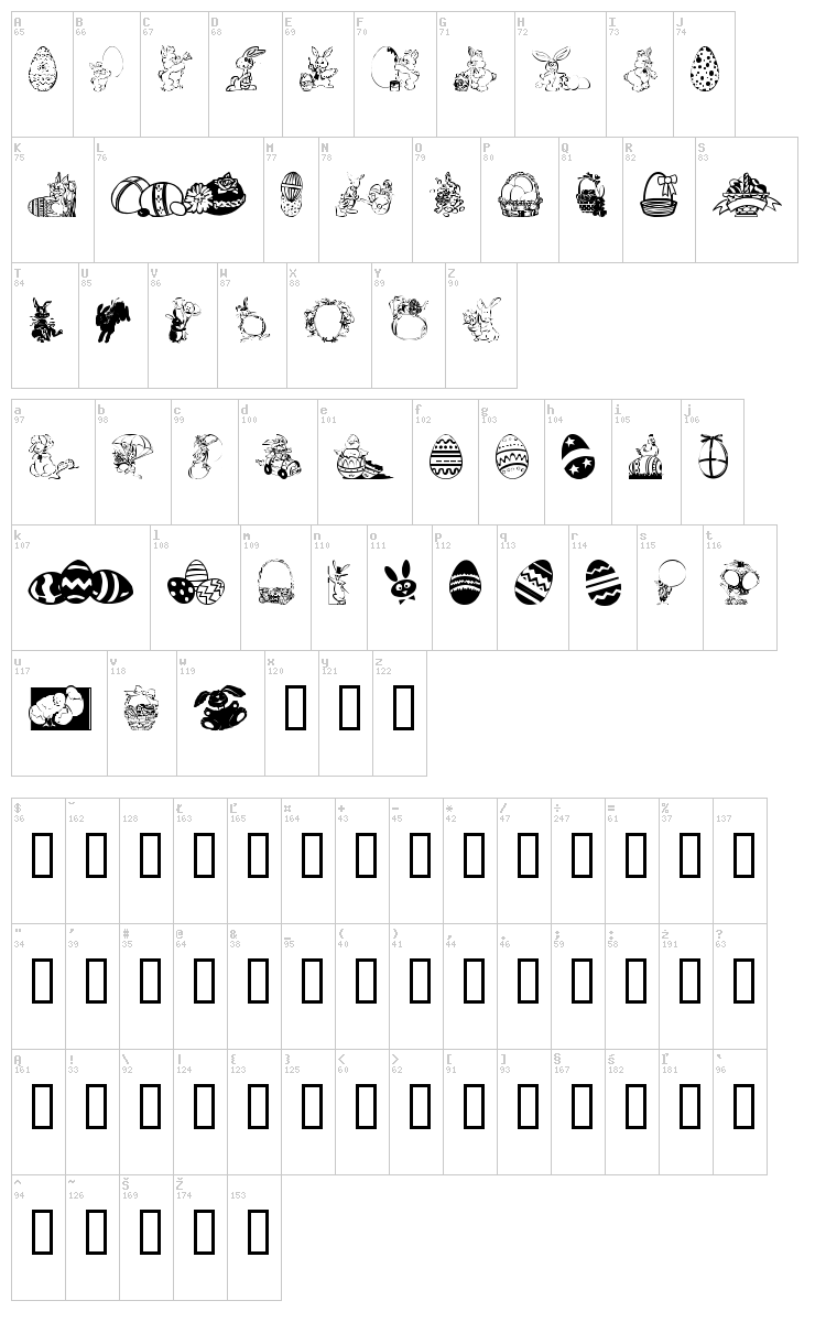Easter Art font map