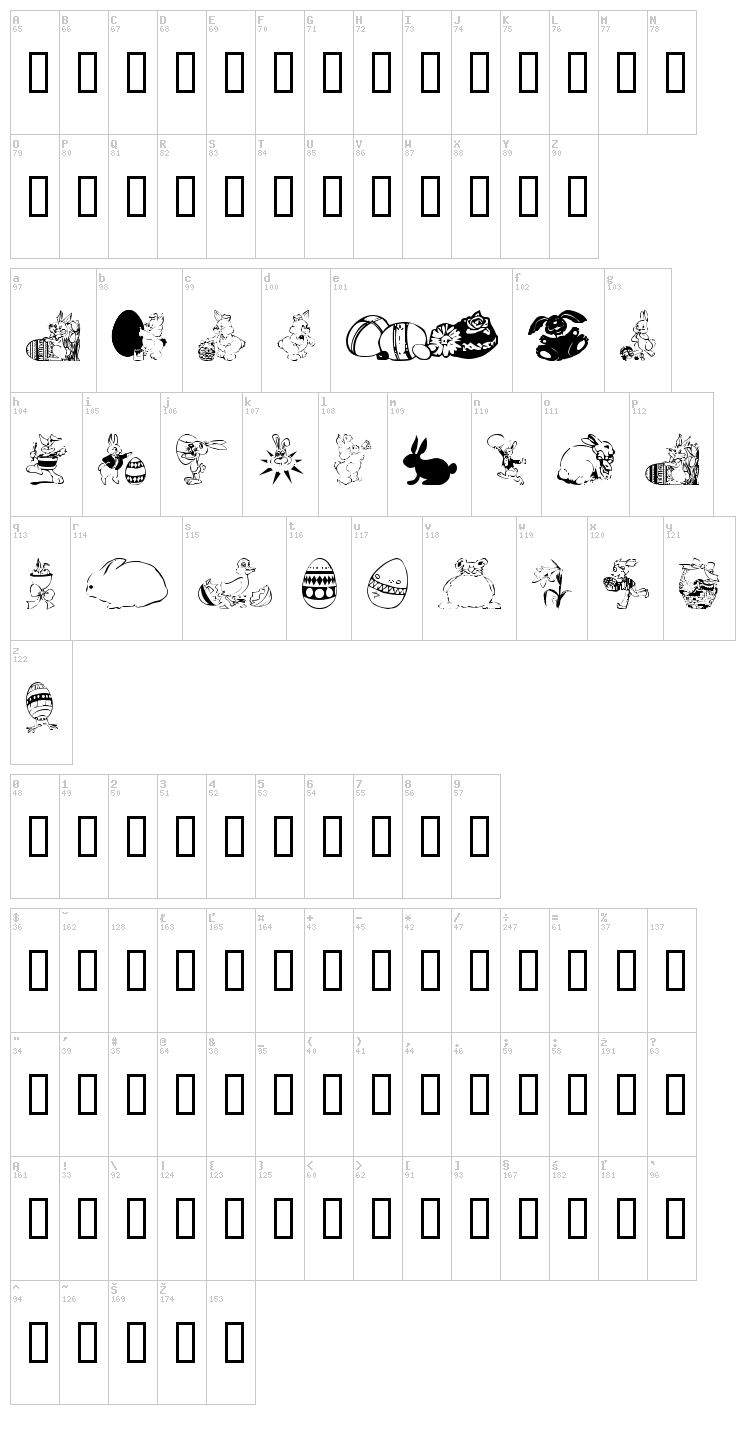 WM Easter 1 font map