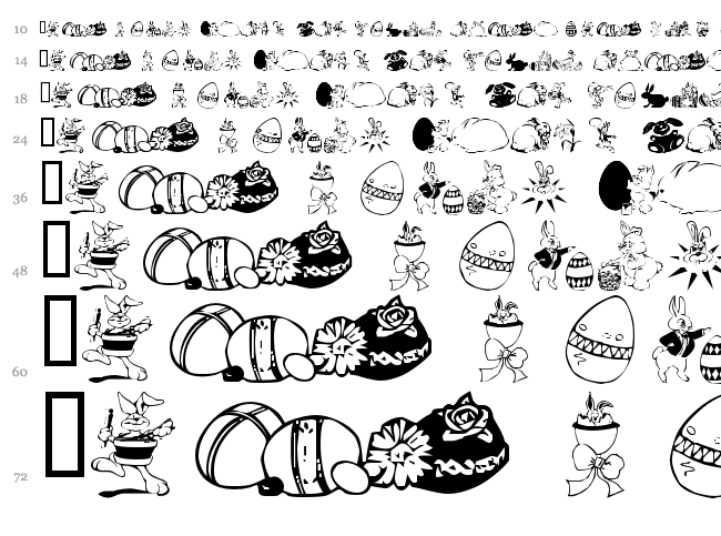 WM Easter 1 font waterfall