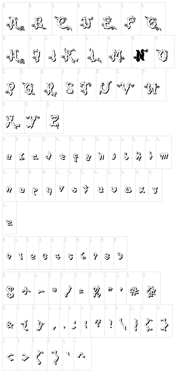 Darkwood font map
