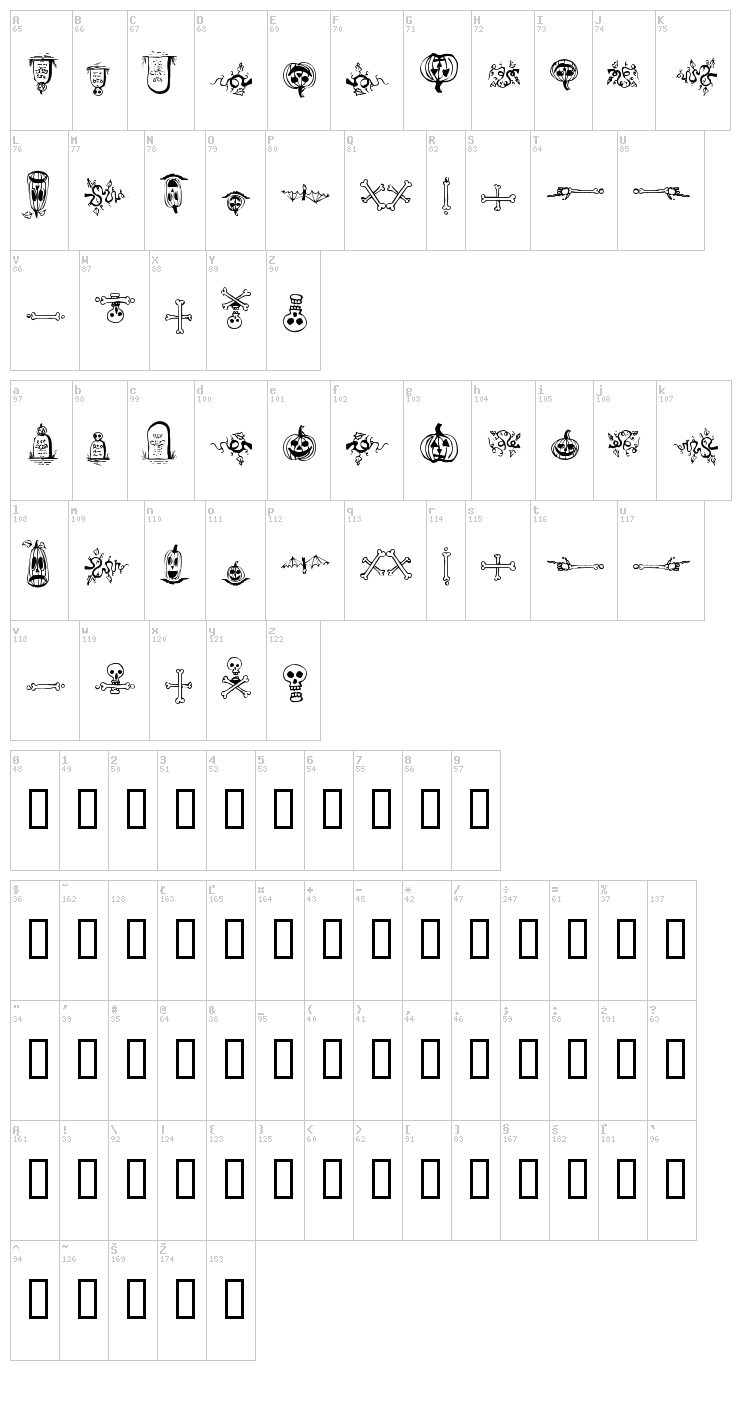 Halloween Borders font map
