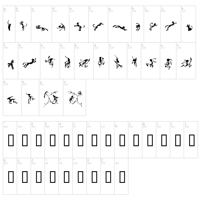 Halloweenies font map