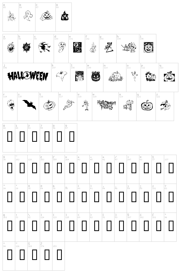 Helloween 2 font map