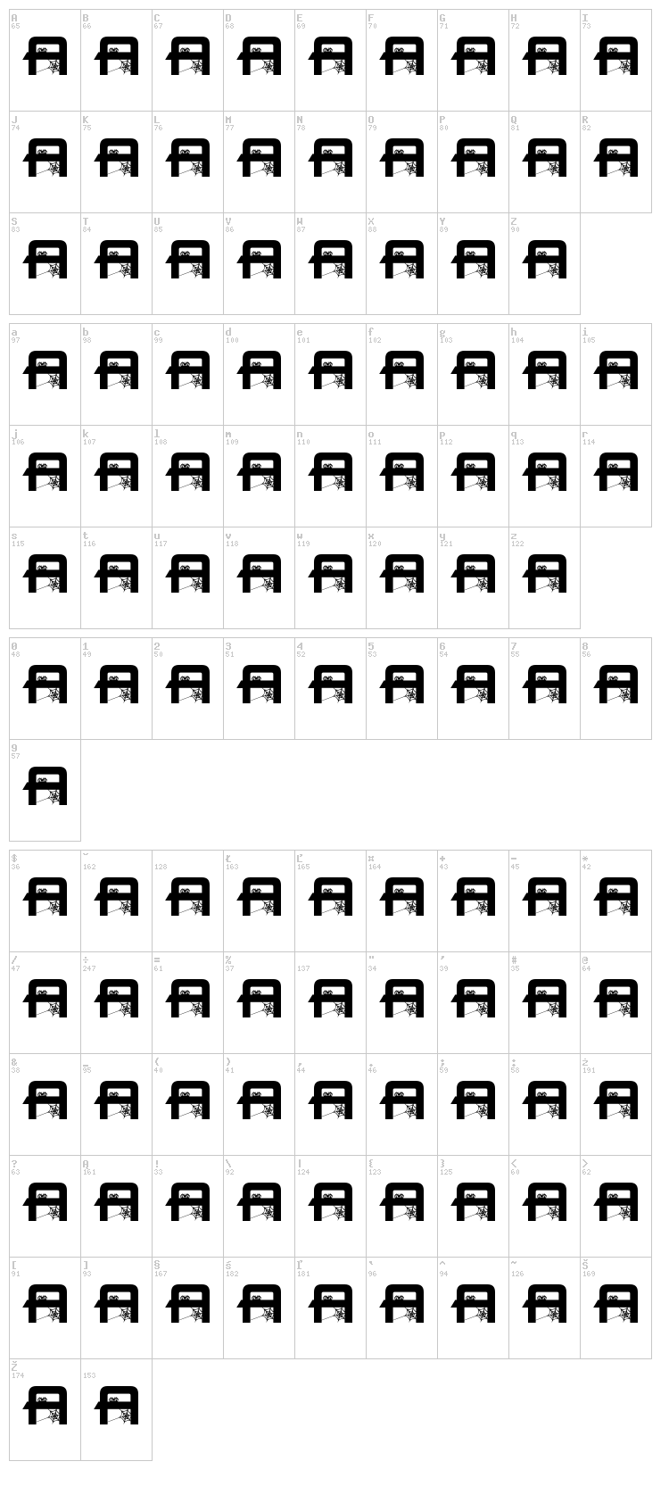 Spider Font font map