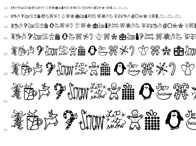 Austie Bost Christmas Doodles font waterfall