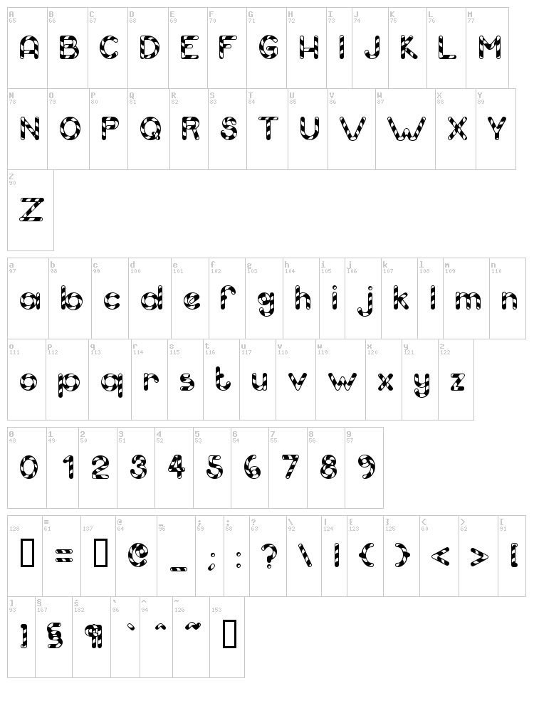 Candy Cane font map