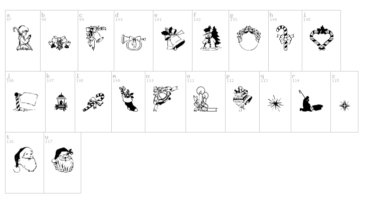 Christmas3 font map