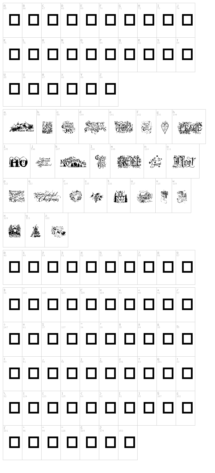 Christmas Cheer font map
