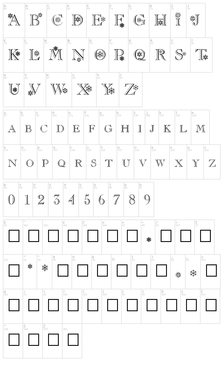 Christmas/Flakes font map