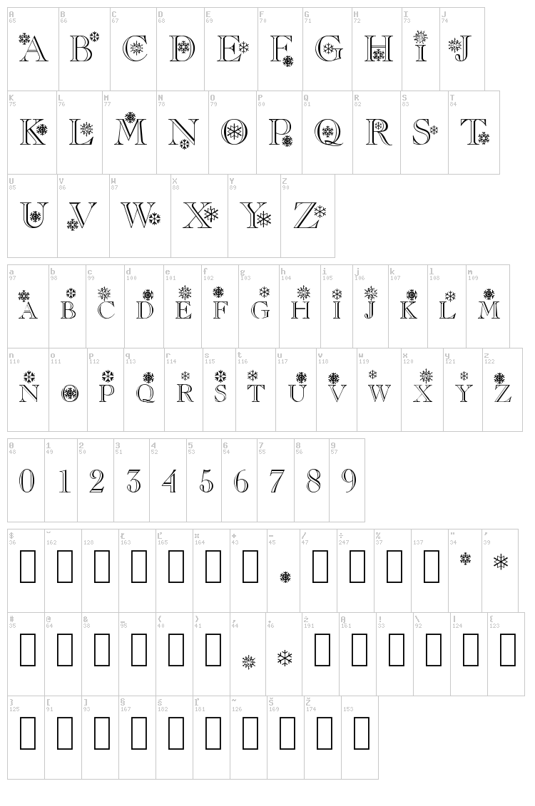 Christmas/Flakes font map