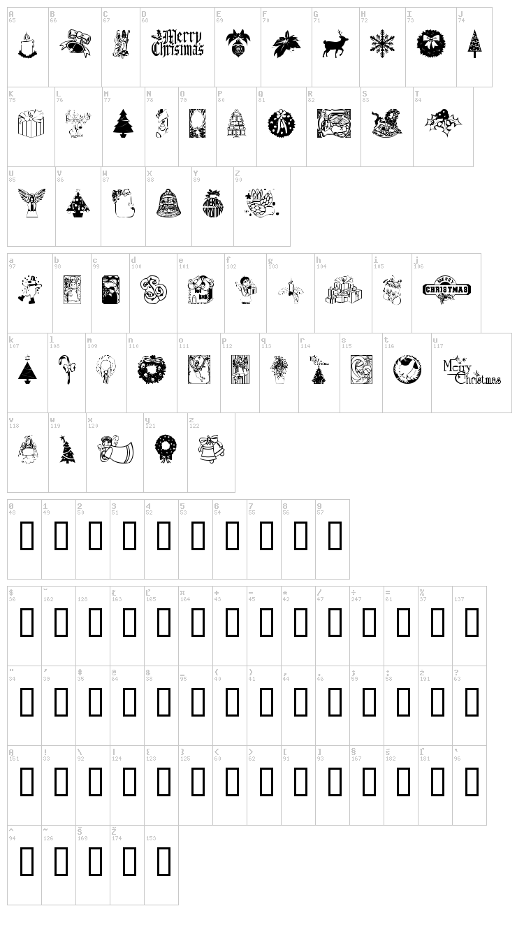 Christmas Time font map