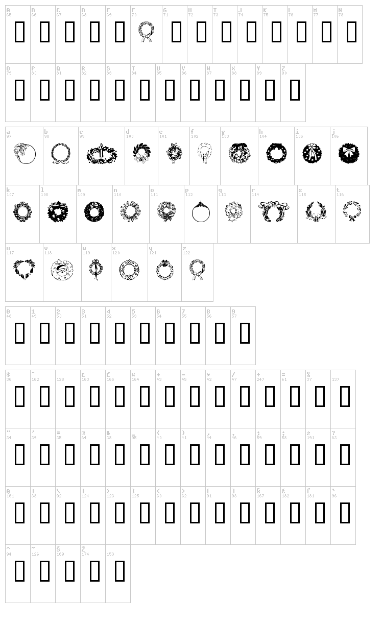 Christmas Wreath font map