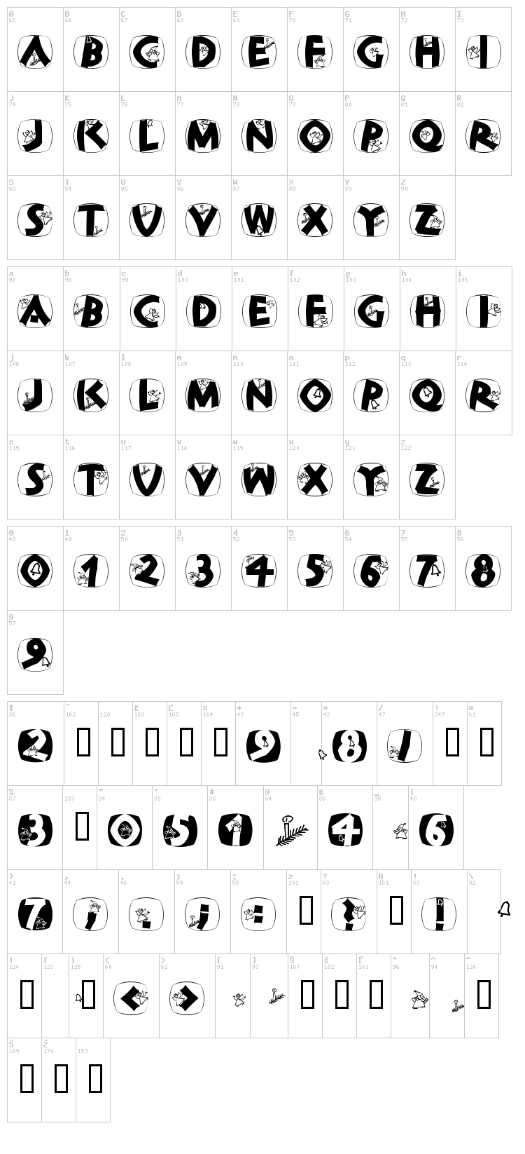 ClassiCaps Xmas font map
