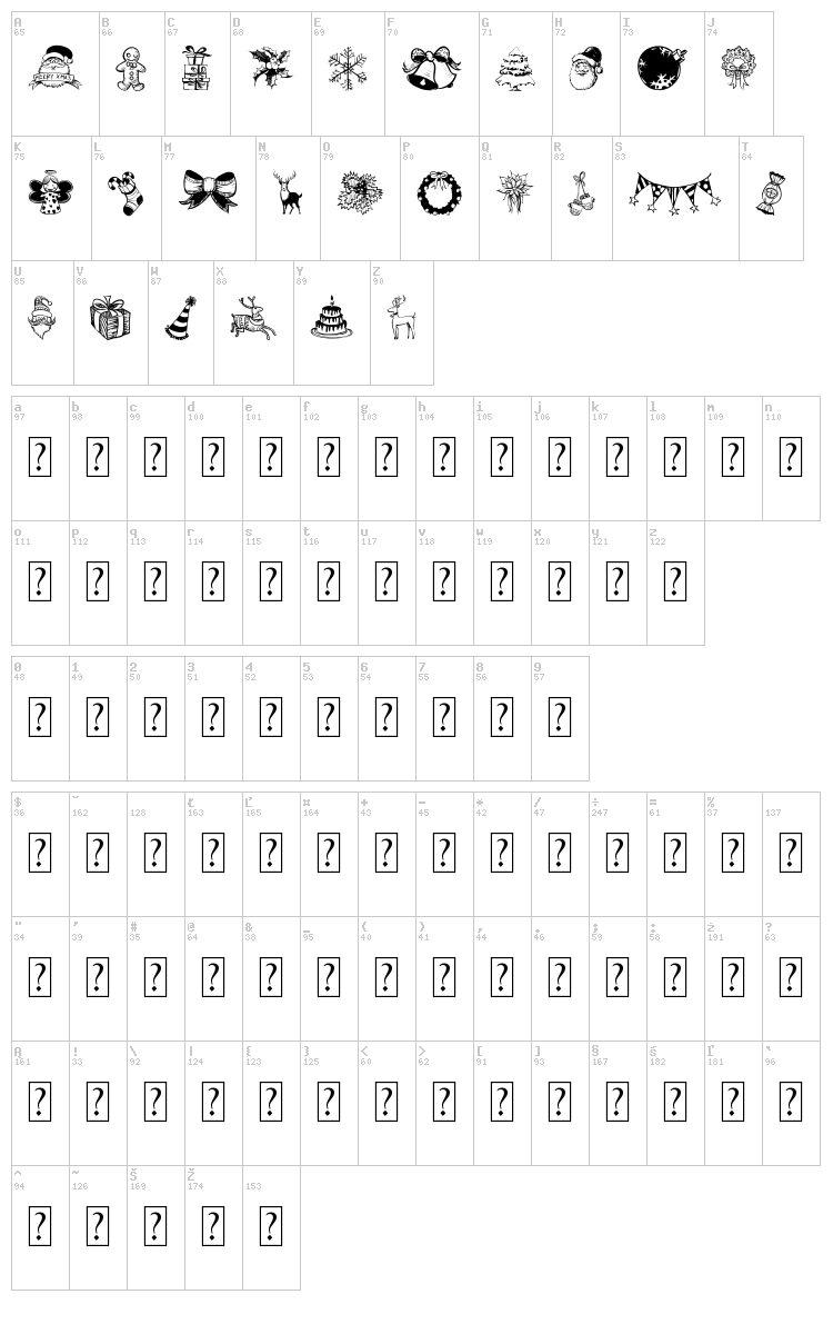 Hand Christmas Doodle font map