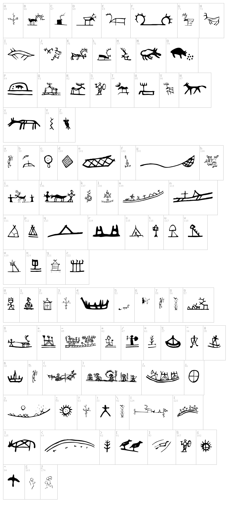 LL Sami Signs font map