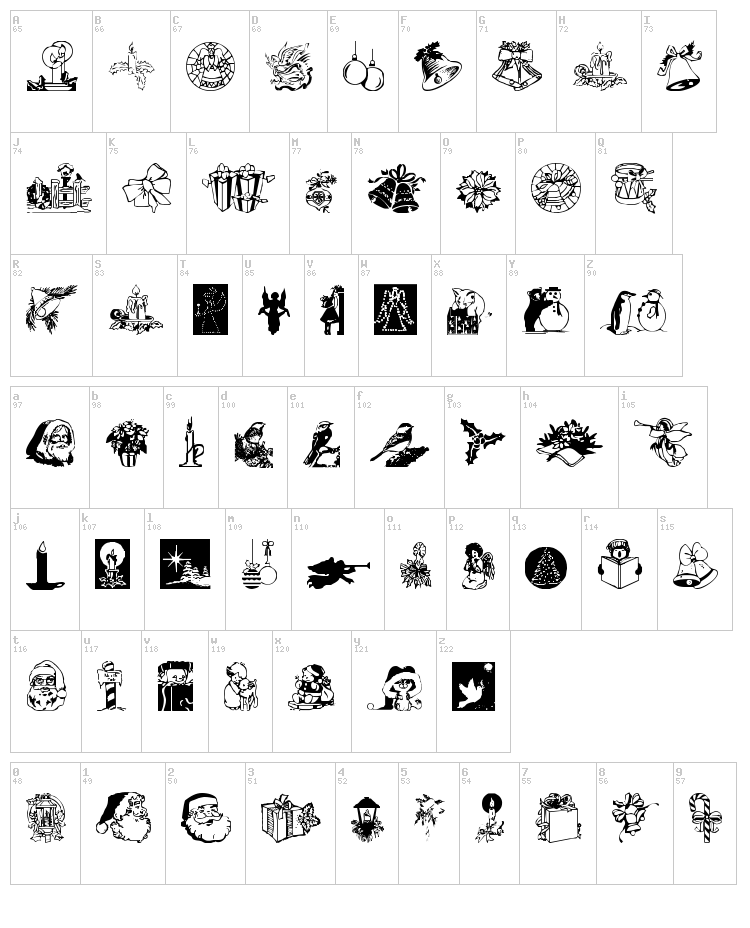 Noel Dingbats font map