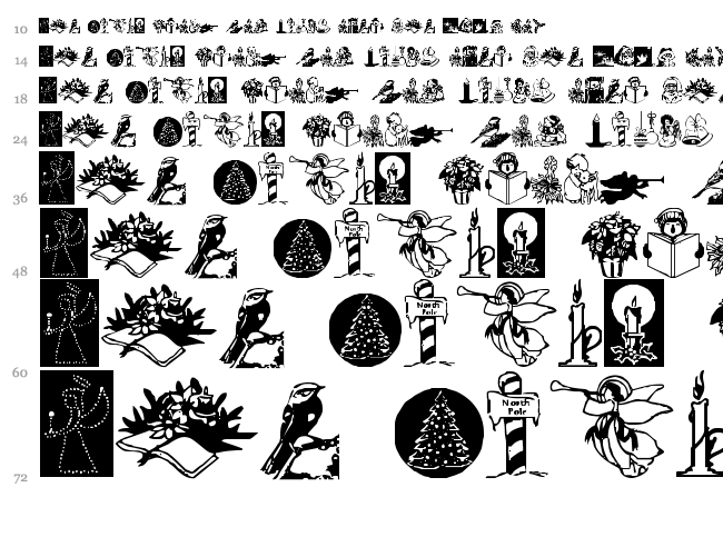 Noel Dingbats font waterfall