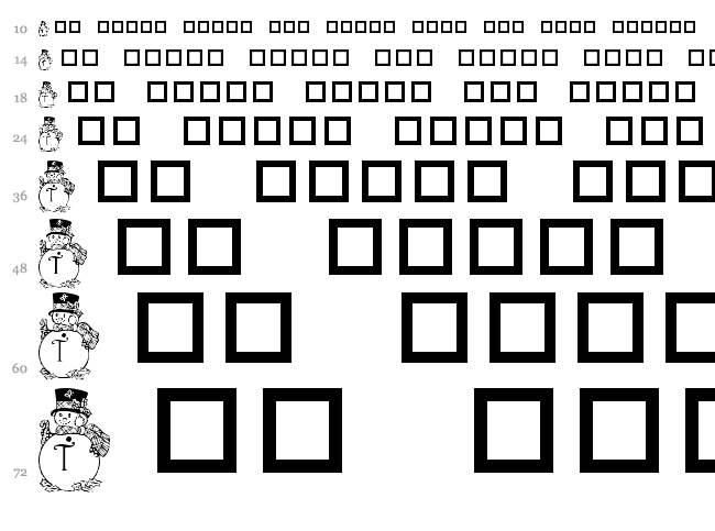 PF Snowman font waterfall
