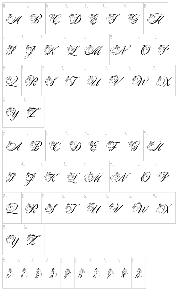 PF Snowman Citadel font map