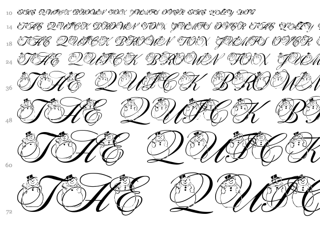 PF Snowman Citadel font waterfall