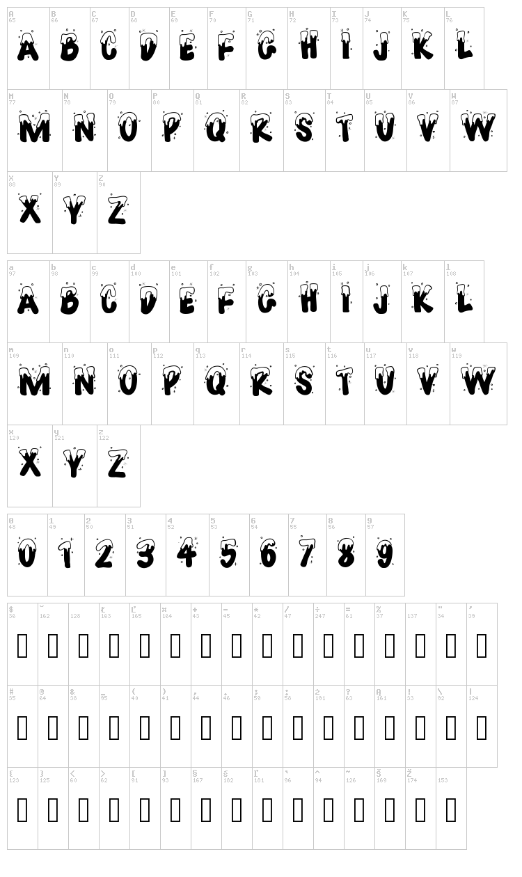 PW Joyeux Noel font map