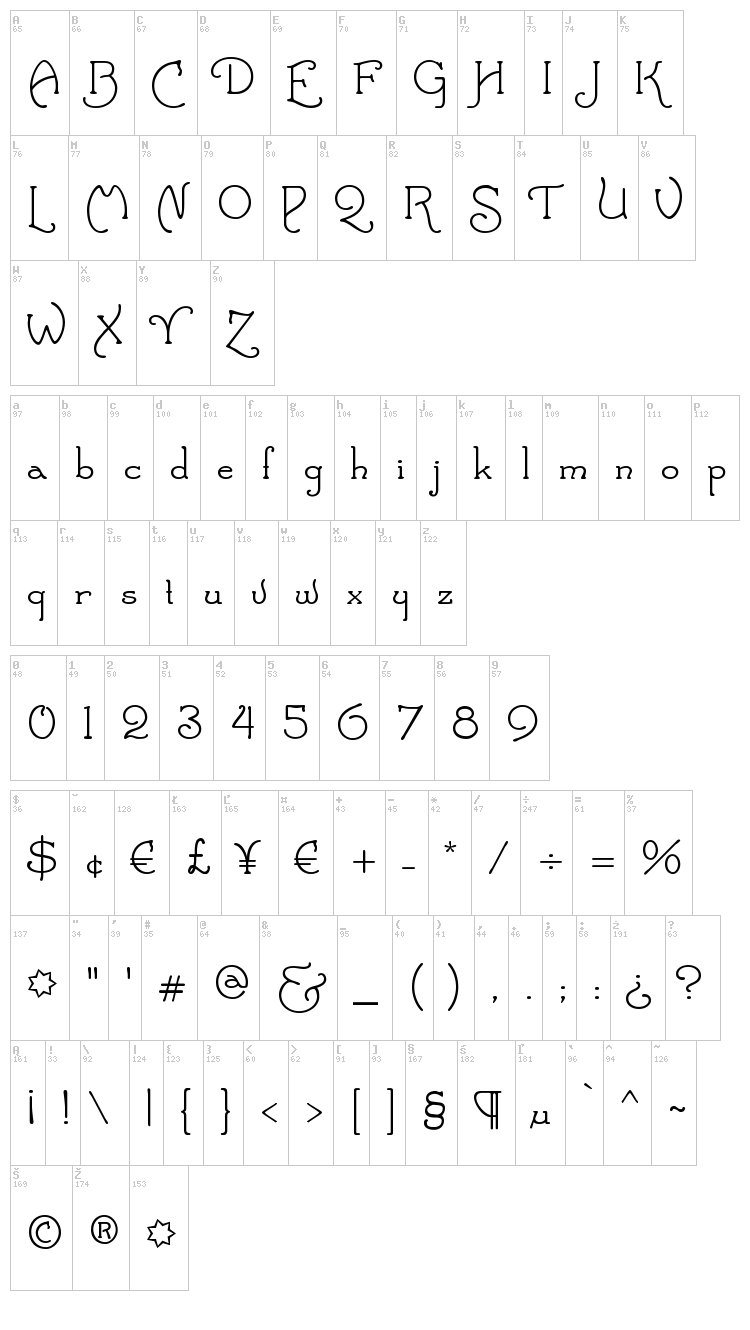 Santa's Sleigh font map