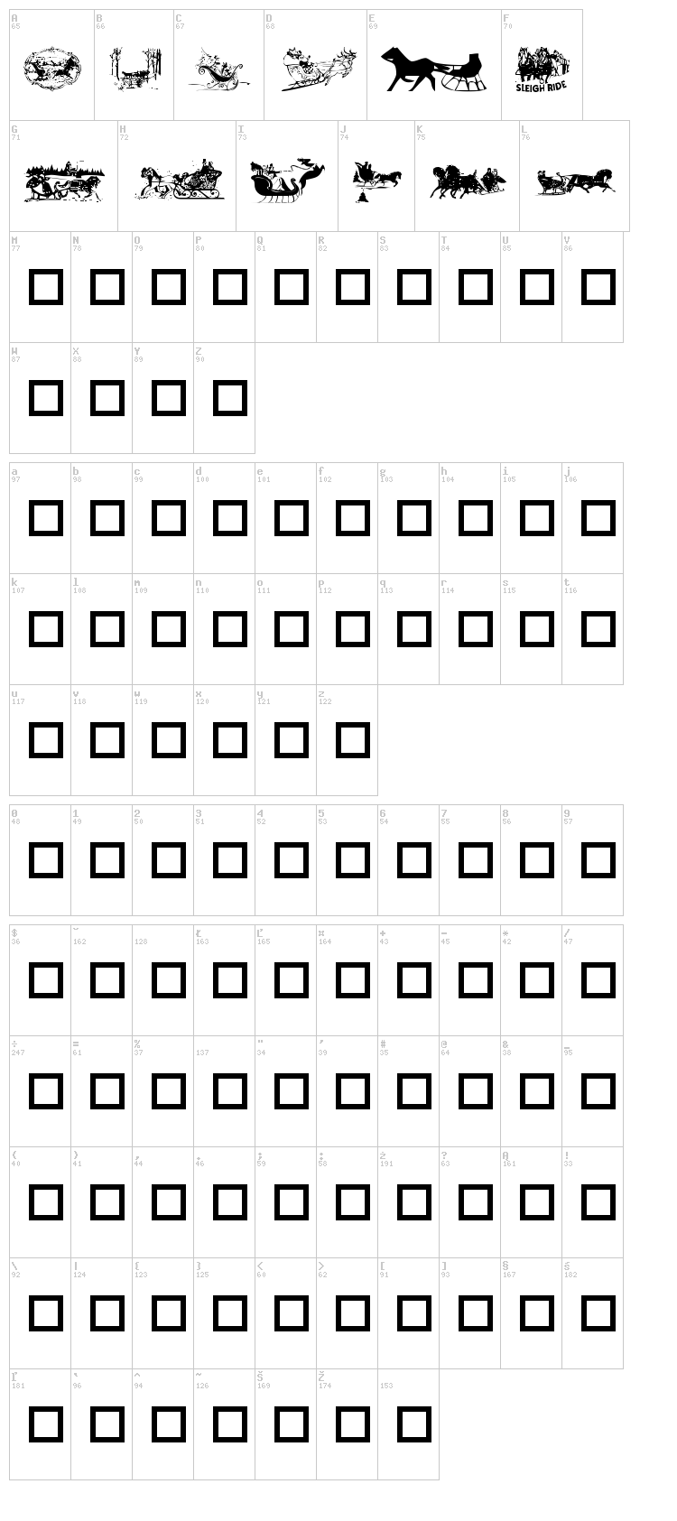 Sleigh Ride font map