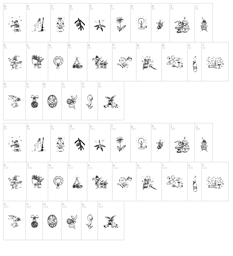 Typographers Holidayfont font map