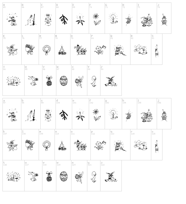 Typographers Holidayfont font map