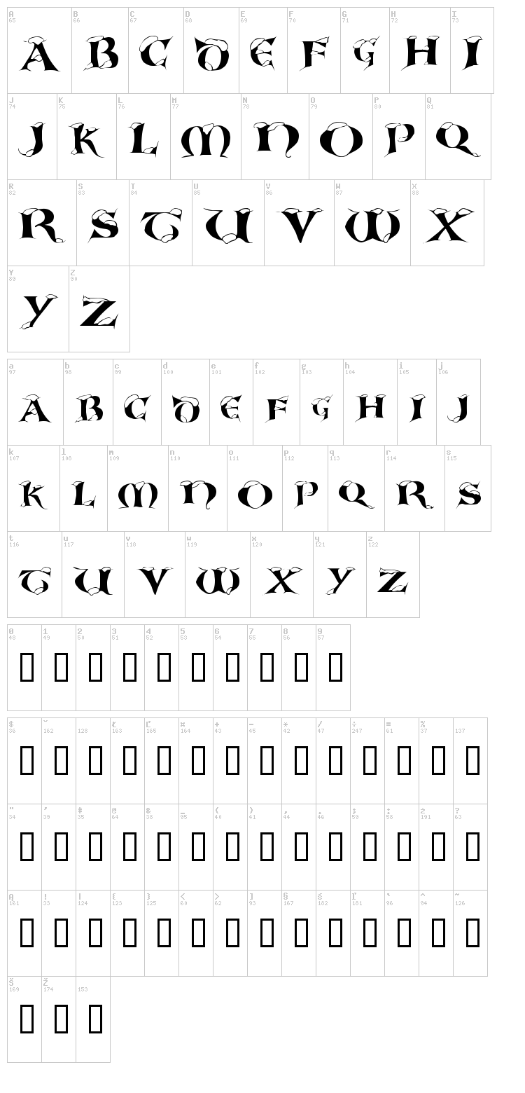 White Christmas font map