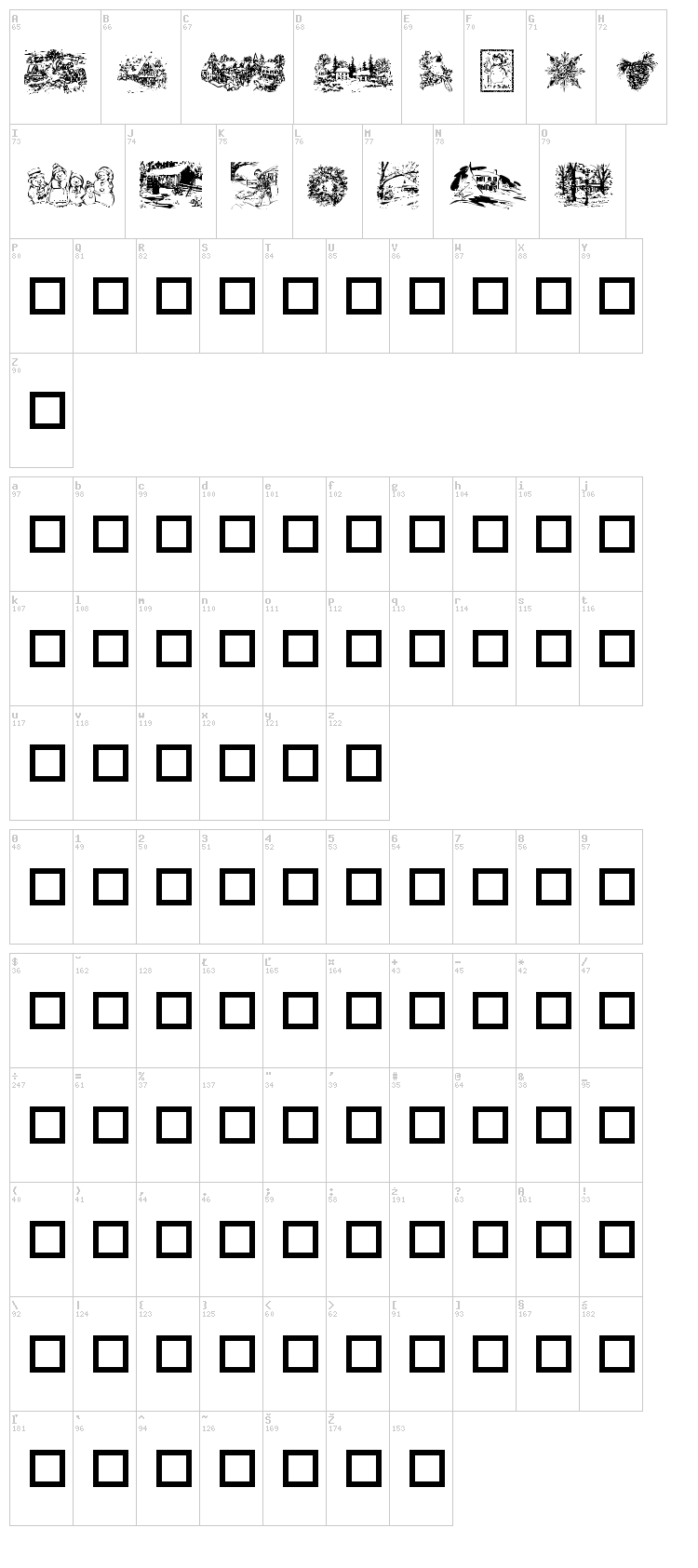 Winter Wonderland font map