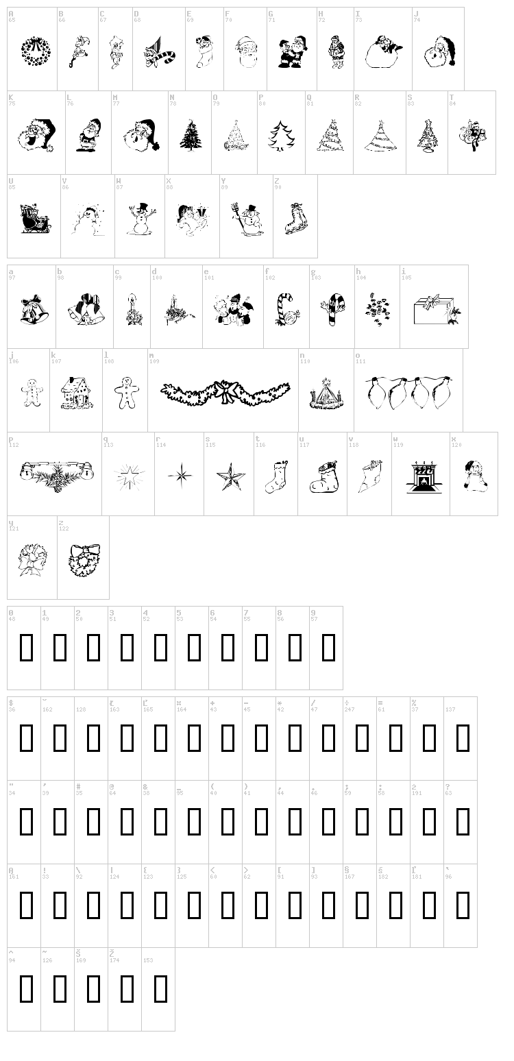 WM Christmas font map