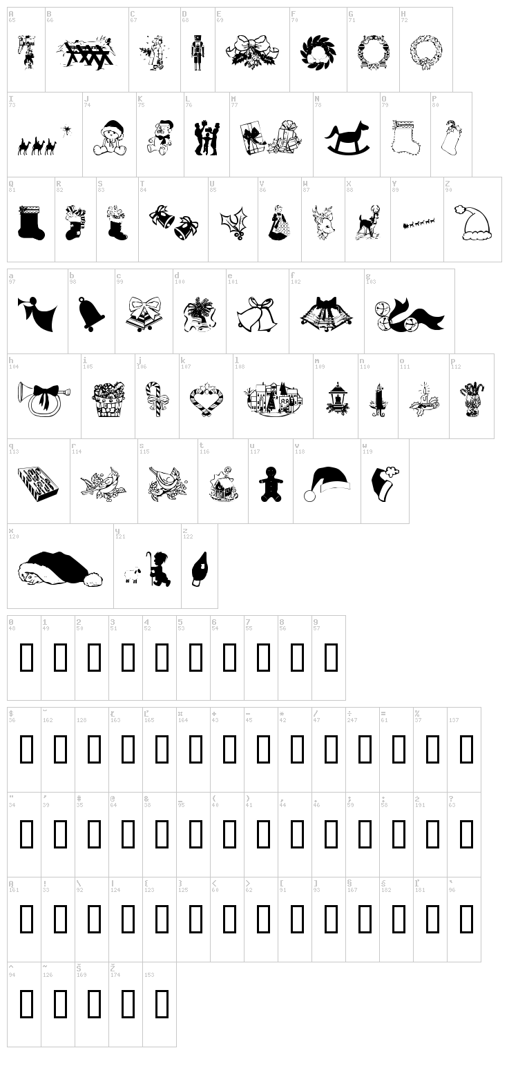 WM Christmas font map