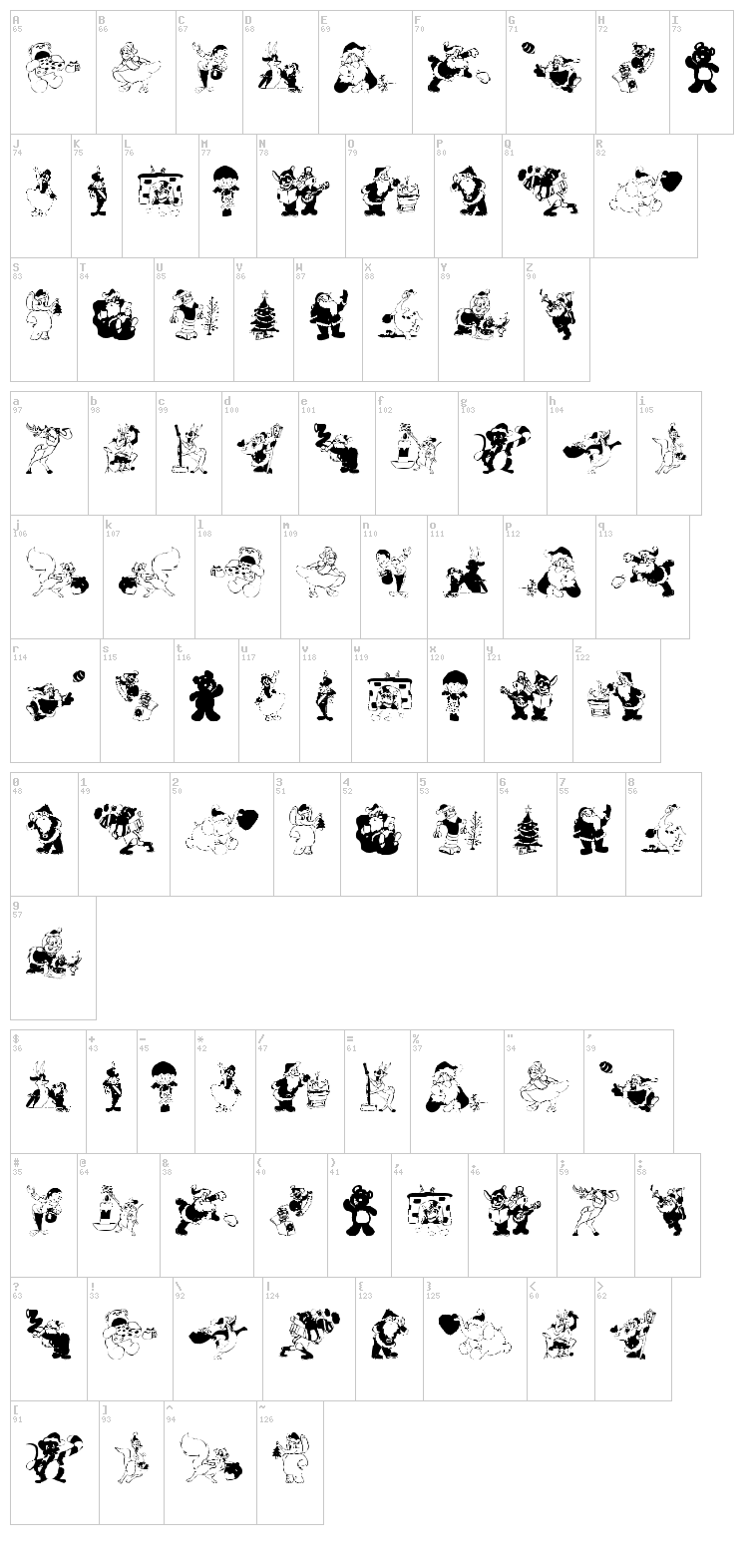 Xmas Batzz font map