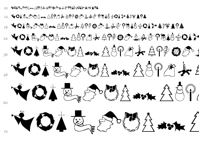 Xmas Dings font waterfall