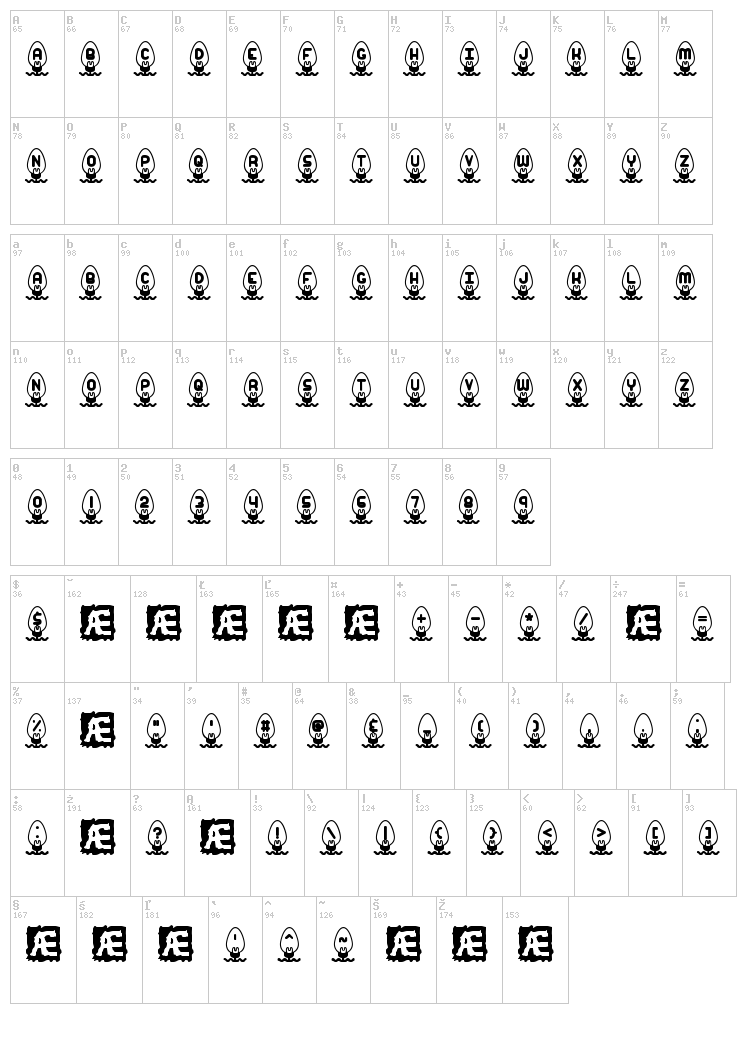 Xmas Lights font map