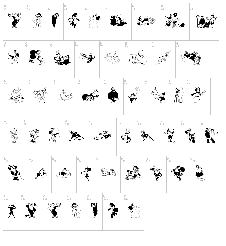 Xmas One font map