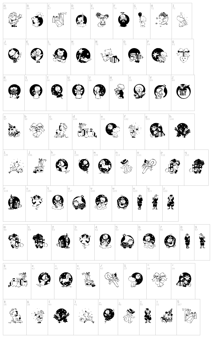 Xmas Promotions Symbols font map