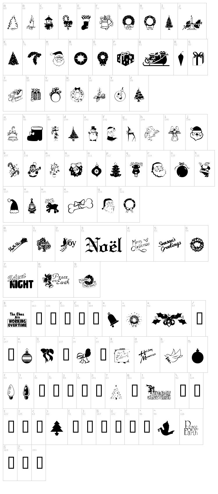 XmasTyme font map