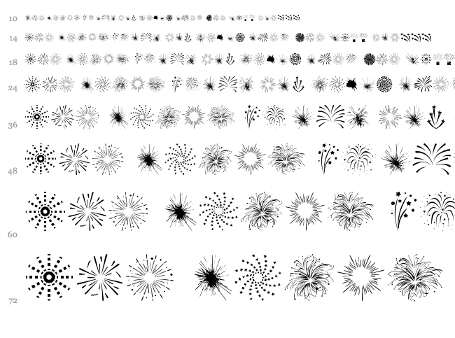 Fireworks font waterfall