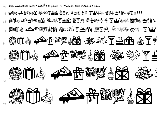 Happy Birthday font waterfall